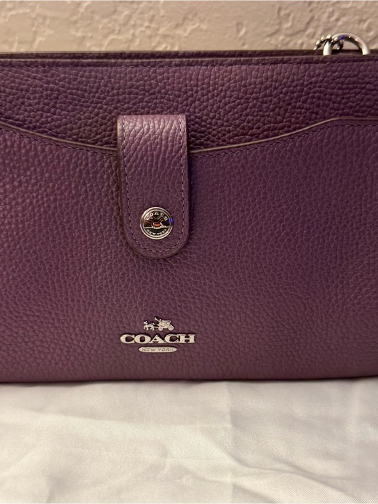 Coach Handbags - COACH Pebbled Leather Crossbody Bag in Eggplant with Silver Hardware